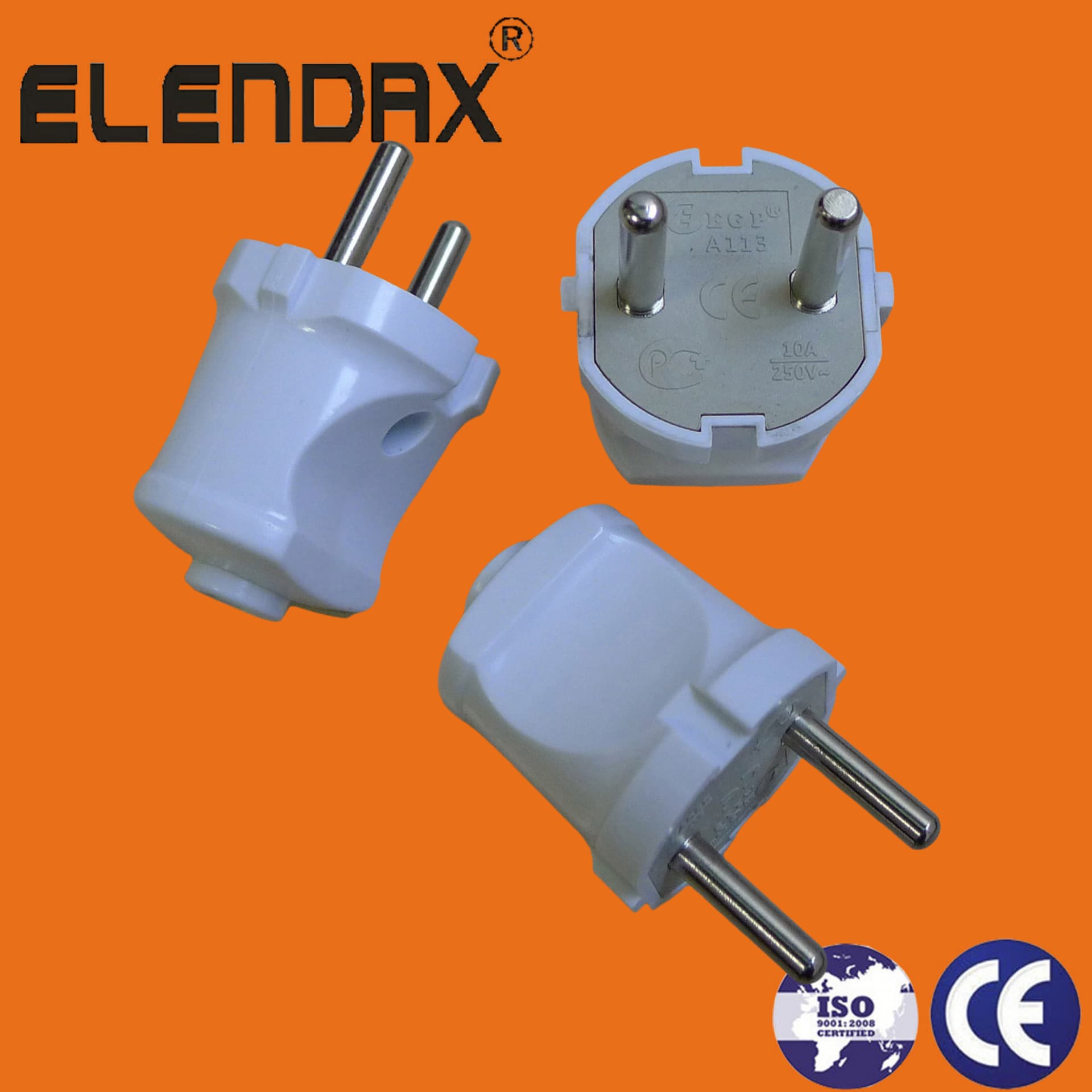 European standard plug two-pole without grounding European power plug, 4.0mm German standard male plug