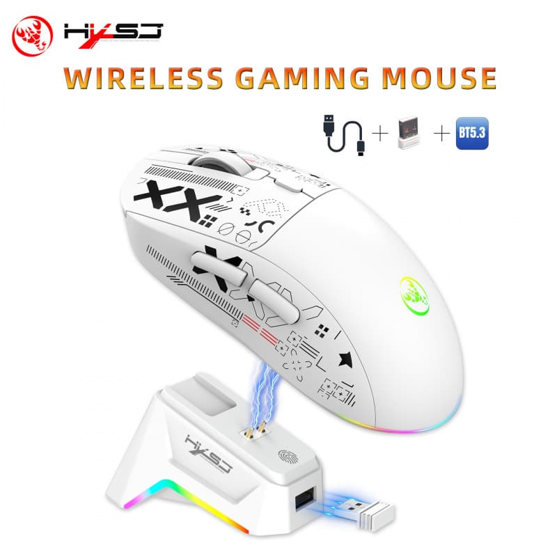 Cross-border three-mode charging stand wireless mouse RGB backlight 12000dpi silent gaming mouse wireless