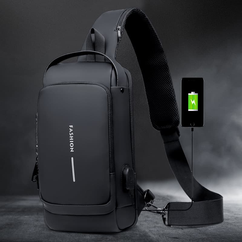 Men's Chest Bag with Password Lock Anti-Theft Cycling Bag Casual Outdoor Running Waist Pack Crossbody Sports Backpack