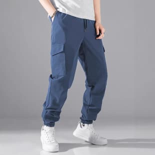 Spring and Autumn Cross-Border New Men's Multi-Pocket Heavy Twill Cargo Pants Solid Color Fashion Trendy Tapered Pants