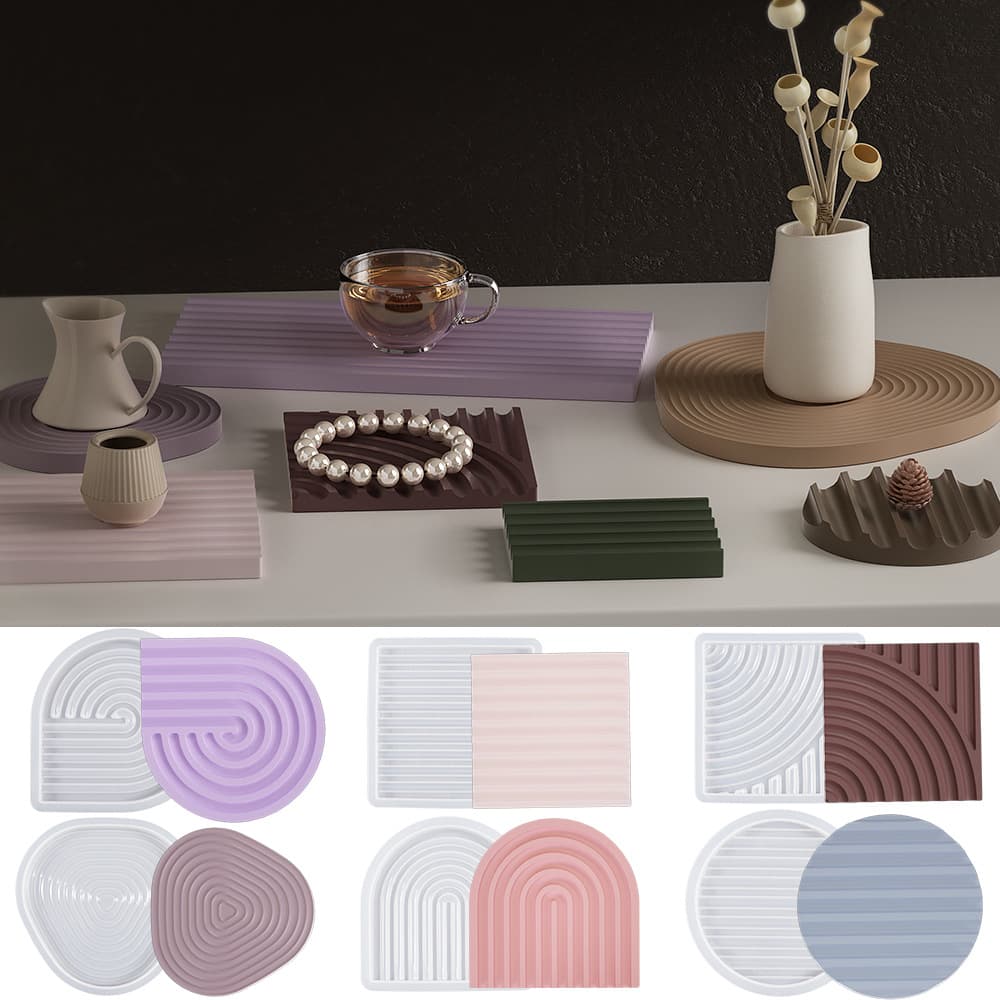 Arch Striped Wave Crystal Resin Mold DIY Coaster Silicone Mold Tray Plaster Epoxy