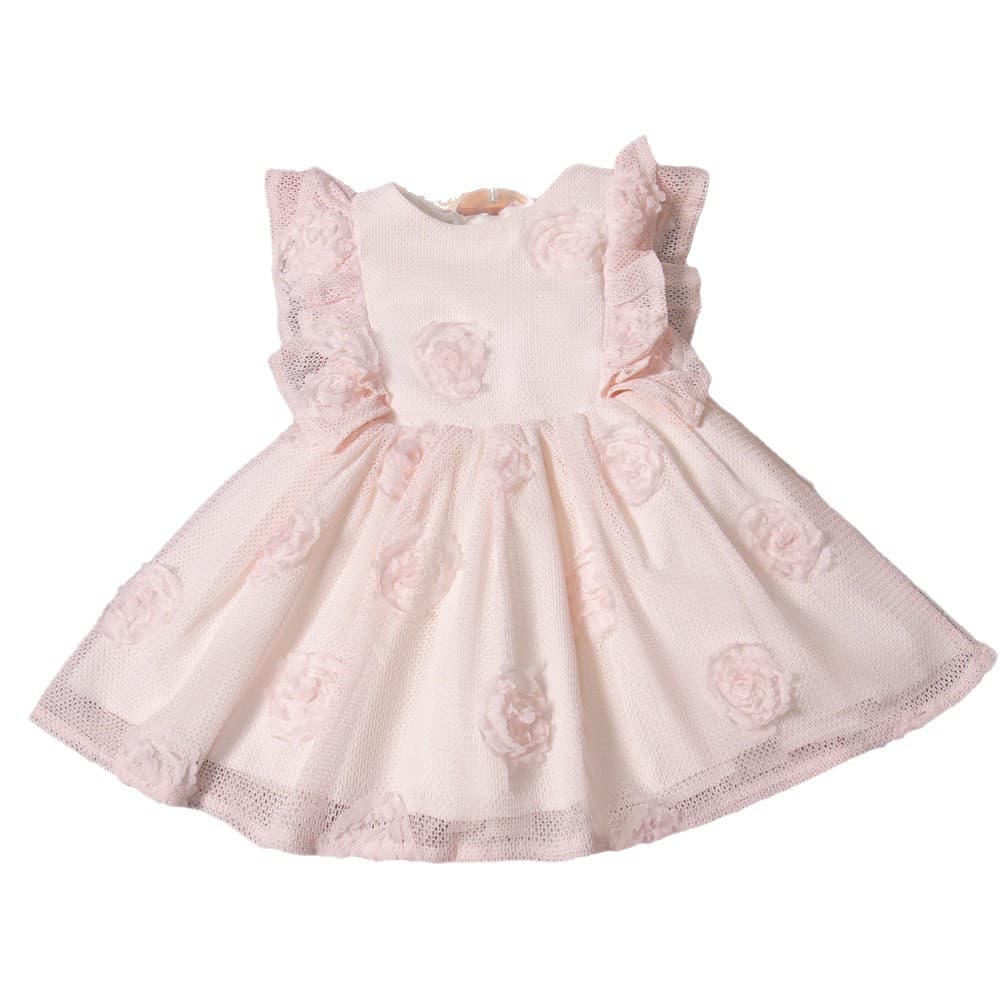 Girl's First Birthday Dress 2026 New Style White 3D Rose Princess Dress Flower Girl Dress in Stock