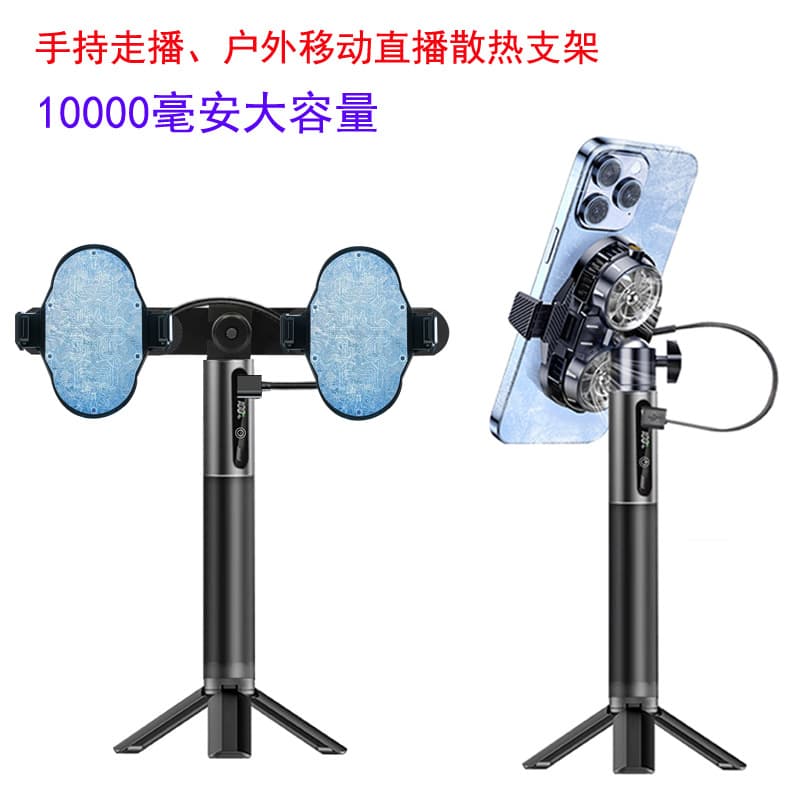 Mobile Phone Live Streaming Cooling Stand Handheld Outdoor Portable Dual Fan Cooler Semiconductor