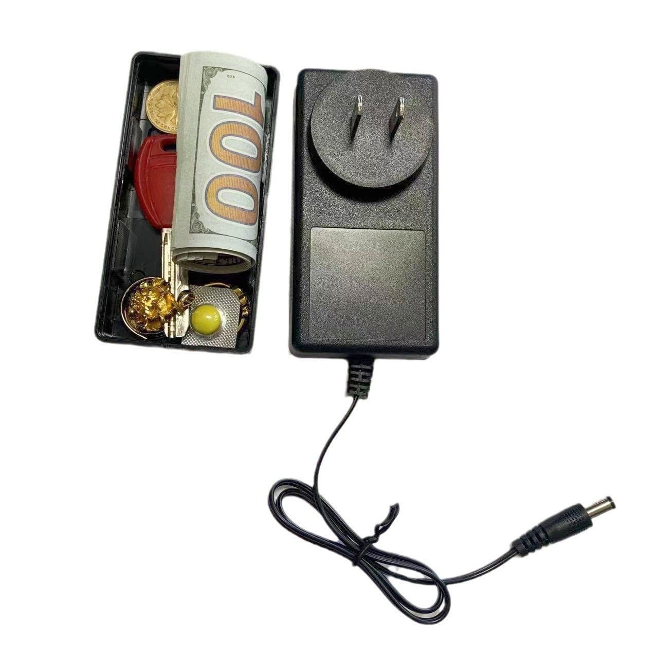 Simulated UK/EU/US Power Charger Office Desk Storage Organizer Box for Hiding Private Items and Secret Stash