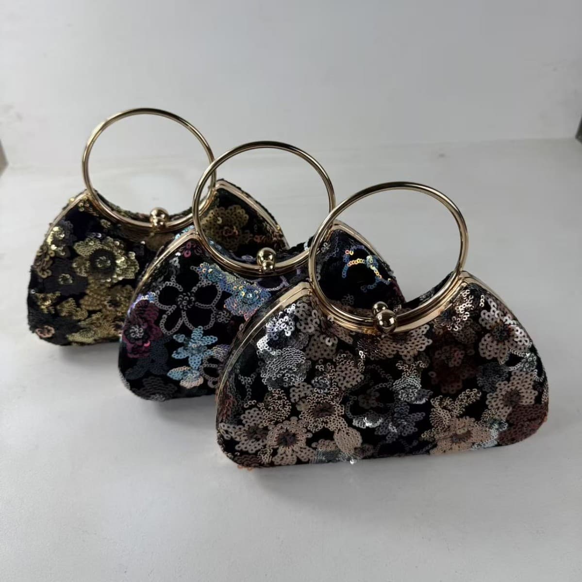 New sequined flower evening bag, retro handbag, fashionable chain bag, shoulder crossbody bag, dress banquet bag