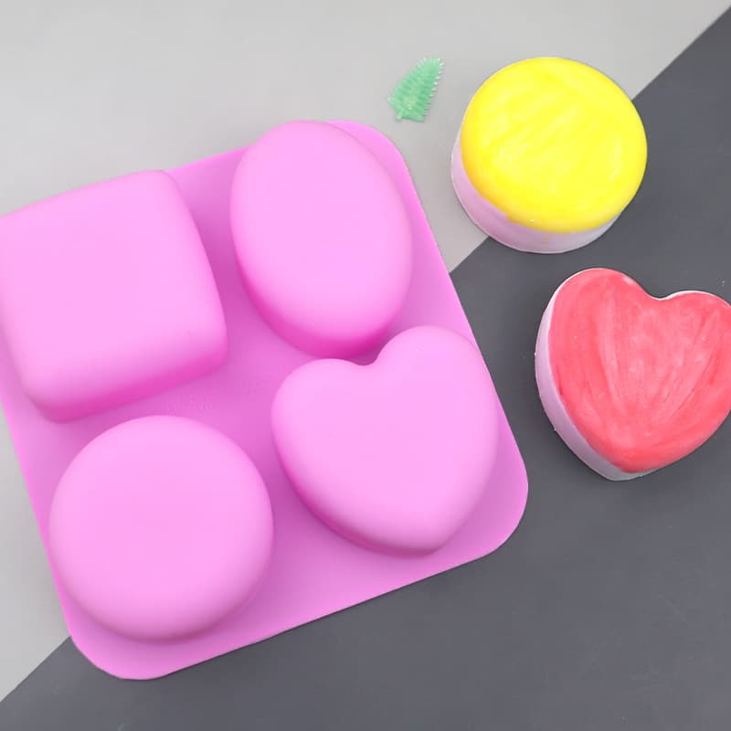 Blue Tone 4-Pack Assorted Shape Soap Molds, Multi-Geometric Shapes, Cold Process Handmade Soap Molds, Hand Make DIY