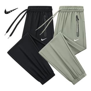 Men's Summer Thin Ice Silk Straight-Leg Quick-Dry Casual Pants Loose Breathable Stretch Sports Pants Running Air-Conditioned Pants for Men