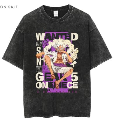 Men's Anime Cartoon Washed Vintage Short Sleeve T-Shirt, European American High Street Dark Style Men's Short T