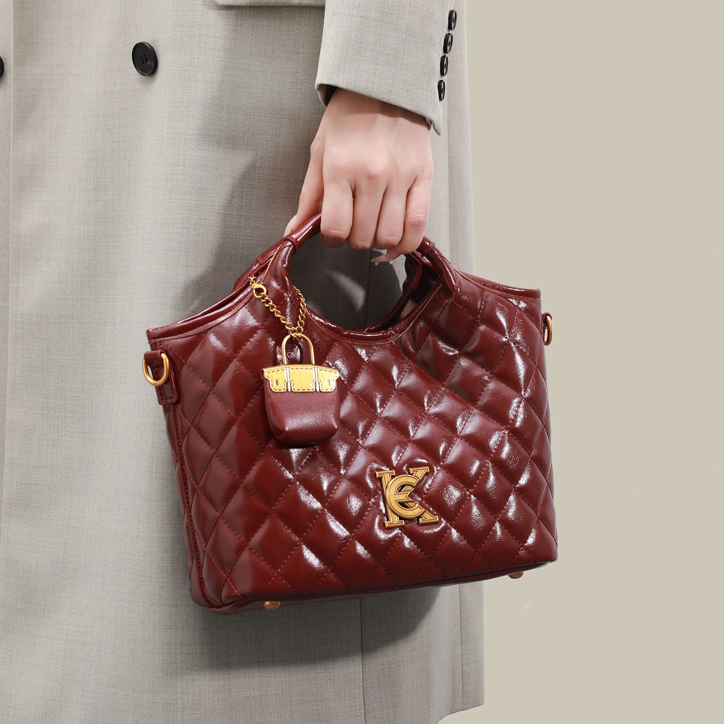 Fashionable Diamond Quilted 2026 New Red Bride Bag, Daily Commute Mother-Child Bag, Shoulder Bag, Crossbody Bag, Handbag, Wedding Bag