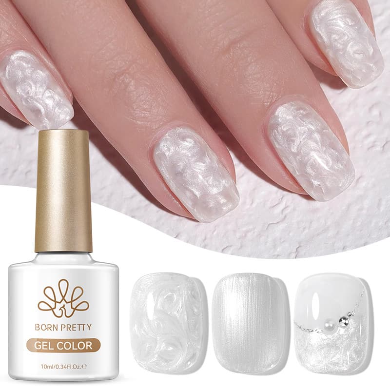BORN PRETTY Cross-Border Nail Art Pearl White Mother-of-Pearl Thread Satin Nail Gel, Popular Texture Shell Gel
