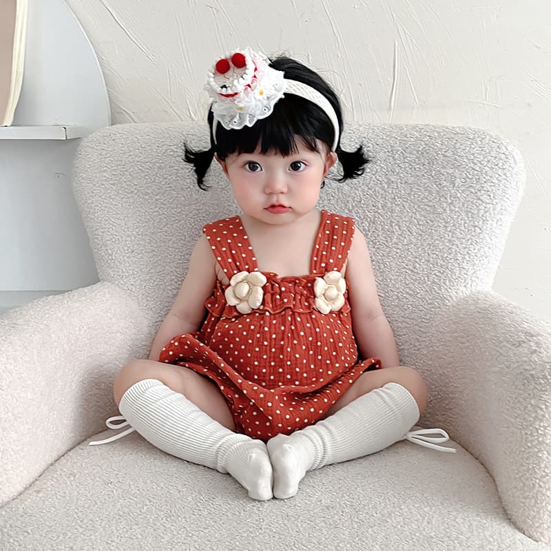 Baby Bodysuit Summer New Sleeveless Strapless Polka Dot Romper for Girls Outdoors Triangle Crawl Suit