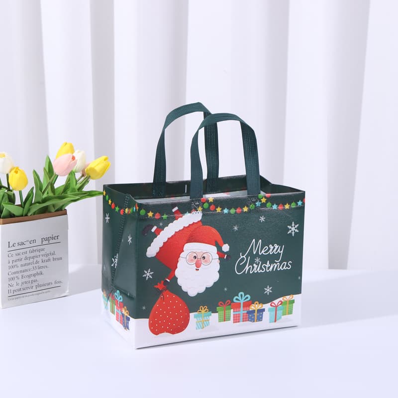 In Stock Christmas Gift Bags Cross-border Laminated Non-woven Bags Custom Manufacturer Wholesale Heat Transfer Logo Tote Bags