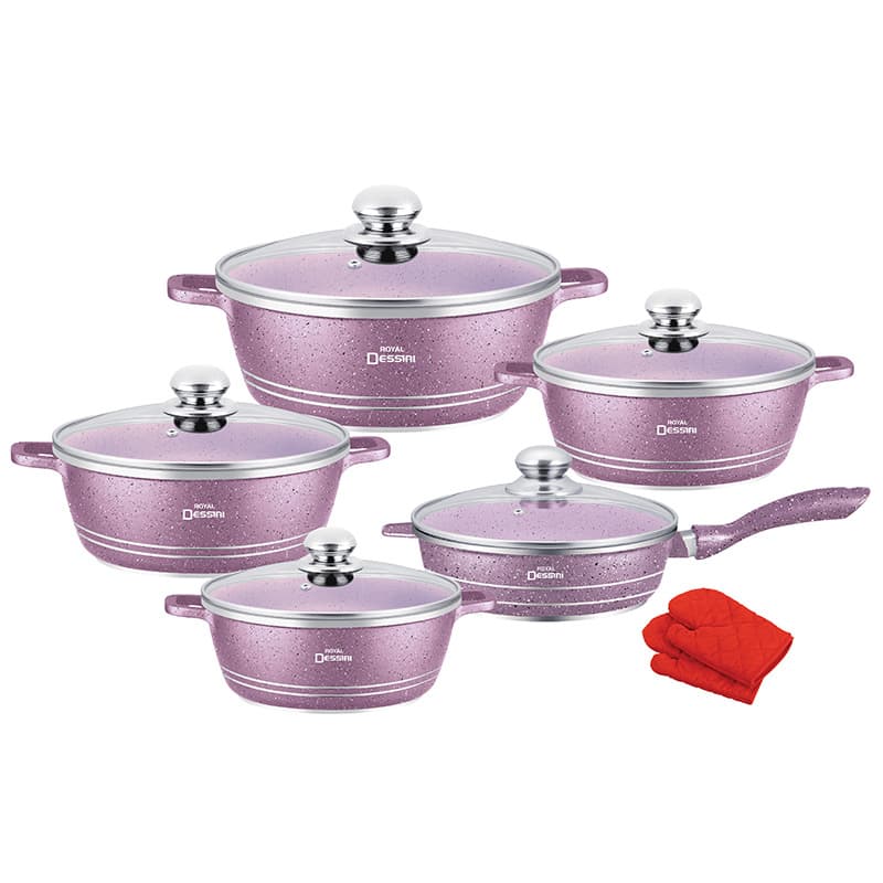 Royal Dessini Cross-Border Mofan Stone Cookware Non-Stick Pot 12-Piece Set Non-Stick Aluminum Pot