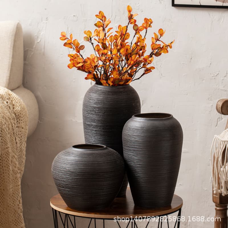 Minimalist Nordic-style floor tabletop solid color dried flower hydroponic vase ornament, ceramic set creative home decoration