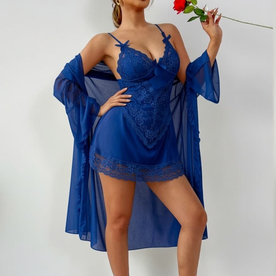 Cross-border Trade European and American Sexy Lingerie Mesh Camisole Home Mini Skirt See-through Sexy Nightgown Custom