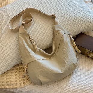 2026 Summer New Versatile Shoulder Bag Travel Crossbody Bag, Washed Crinkle Nylon Vintage Casual Lightweight Dumpling Bag