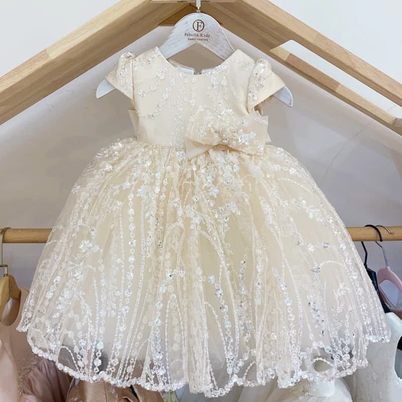 Children's Princess Dress Flower Girl Wedding Gown Kids Birthday Hostess Girls Piano Performance Sequins Summer