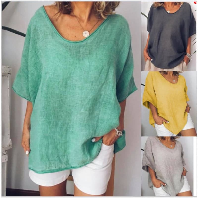 Cross-Border 2026 Amazon European and American Summer New Solid Color Loose Short-Sleeved Casual T-Shirt