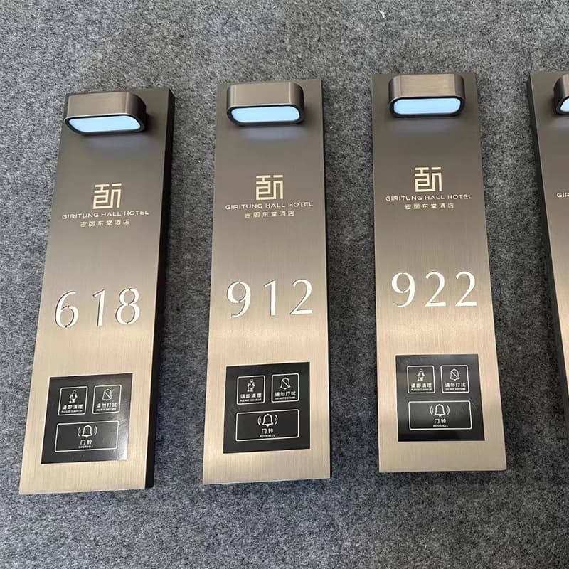 Hotel Electronic Room Number Sign Premium Guest Room Illuminated Sign Stainless Steel Acrylic Private Room Sign Custom