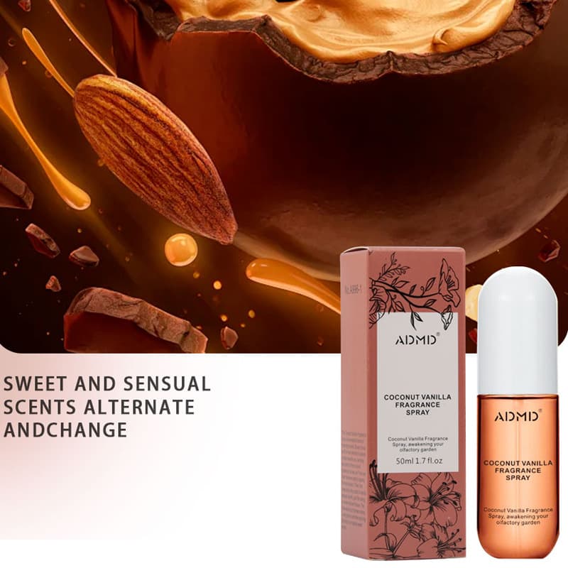 Cross-border wholesale vanilla coconut fragrance spray long-lasting light fragrance portable clothing alcohol-free perfume Xiyin explosive style