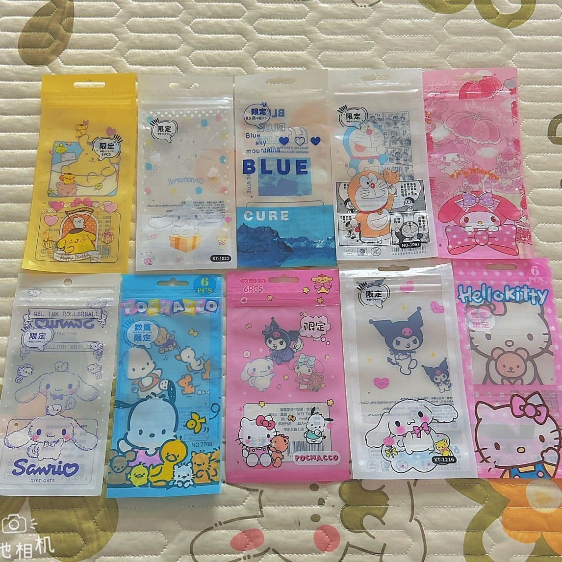 Sanrio-themed cartoon neutral pen packaging in transparent self-sealing bags with OPP printed PP self-adhesive bags for an upscale, Instagram-worthy aesthetic.