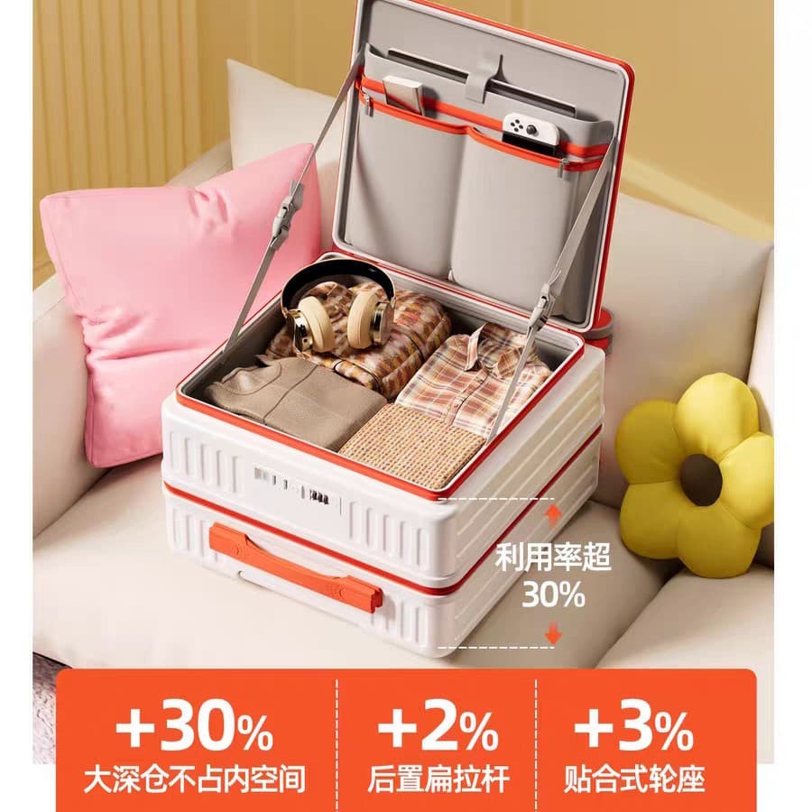 2025 New Side-Opening Multifunctional Luggage 18-Inch Small Carry-On Suitcase Large Capacity Lightweight Password Lock Box Silent Wheels