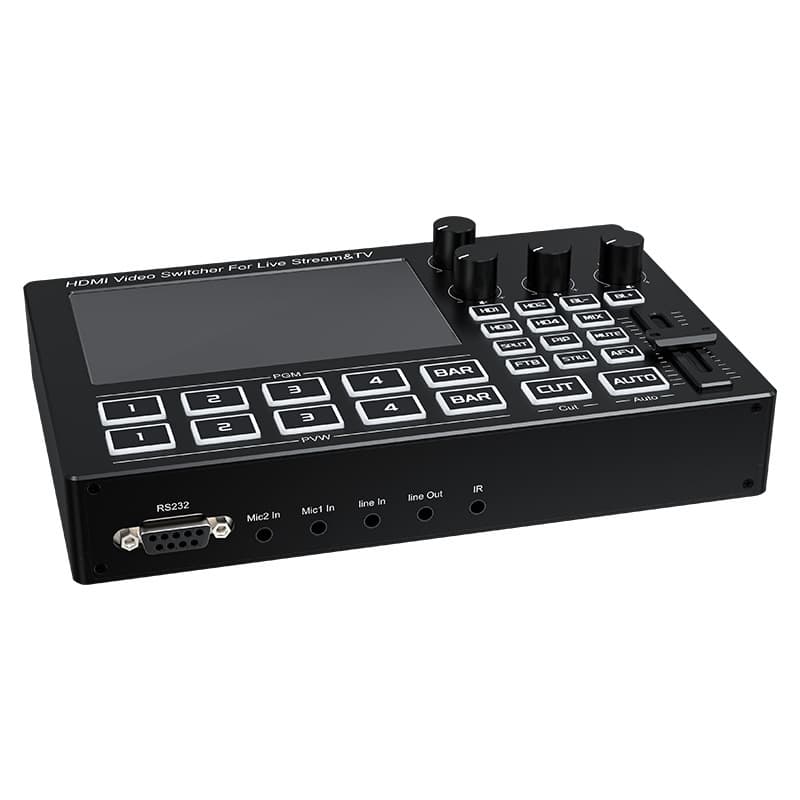 4-Channel HDMI Broadcast Switcher (Built-in 5-inch Monitoring Screen)