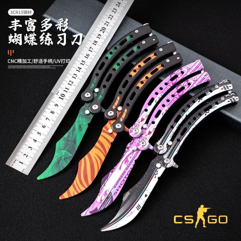 Butterfly Practice Knife CSGO Same Style Beginner Student Version Butterfly Fidget Spinner Toy Unsharpened In Stock