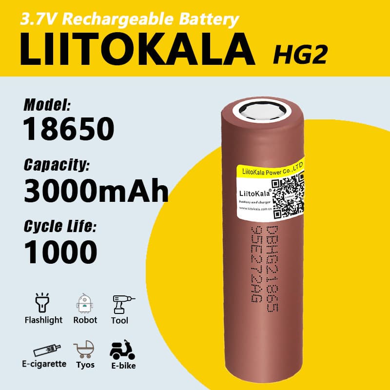 Cross-border exclusive LiitoKala 18650 HG2 3000mAh 3.7V lithium battery with continuous 20A discharge
