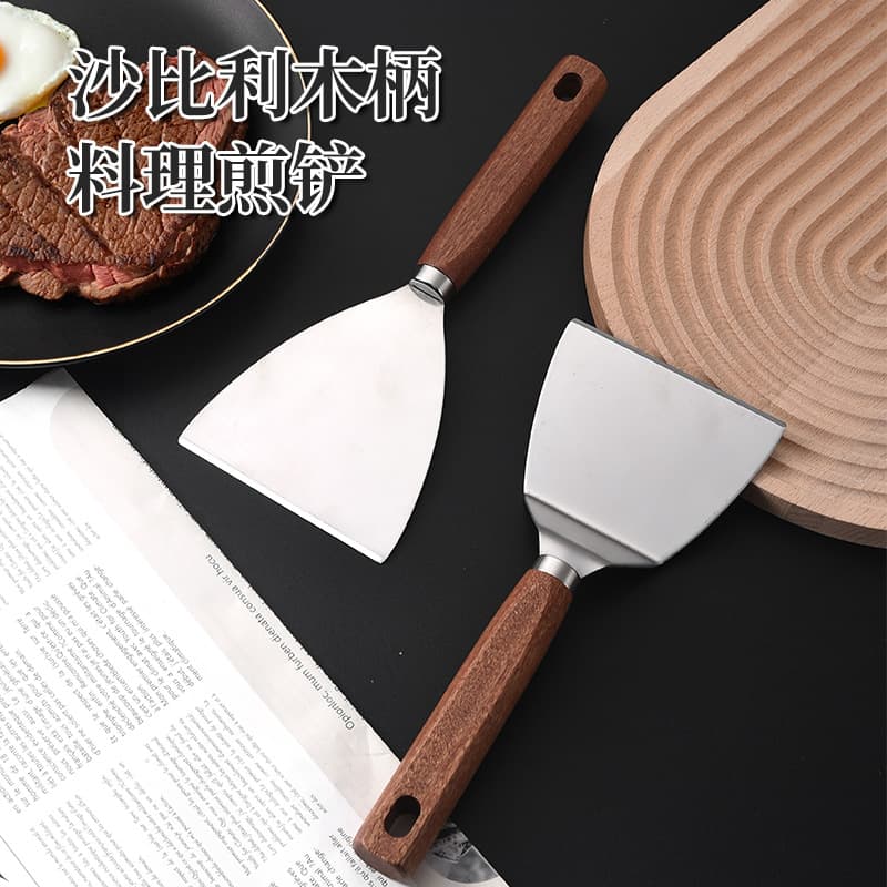 New Factory Direct Stainless Steel Flipper Steak Cooking Spatula Teppanyaki Pancake Triangular Spatula Cross-border Small Tool