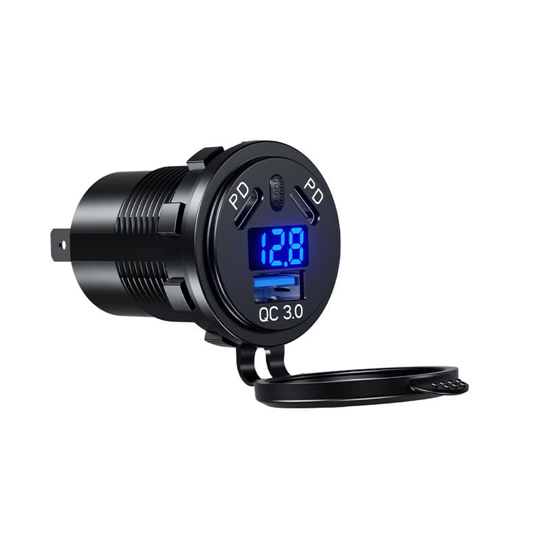 Car modified USB car charger car RV fast charging dual PD45W three-port high power voltage car charger xu