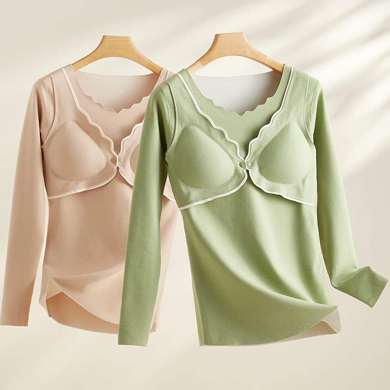 Maternity thermal underwear, autumn and winter nursing pajamas, all-season warm, no need to wear underwear, postpartum confinement clothes, tops and base layers