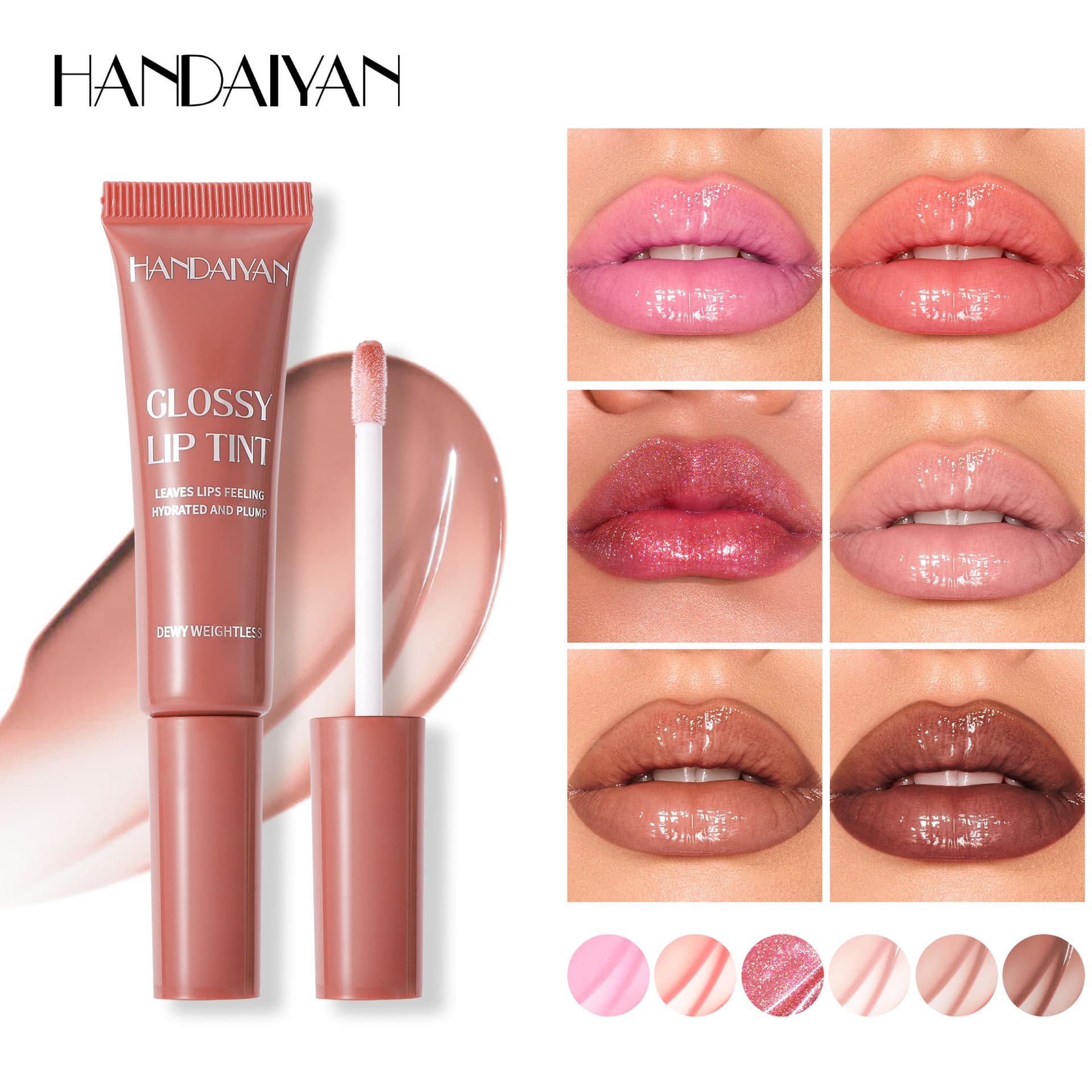 Tube lip gloss moisturizing cross-border spot HANDAIYAN lip gloss lip gloss pearlescent lip oil tube lip gloss