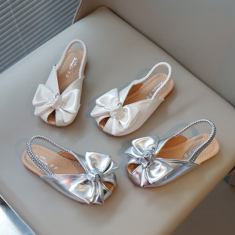 Girls' Sandals 2025 Spring/Summer New Style Sweet Outdoor Bowknot Flat Beach Shoes