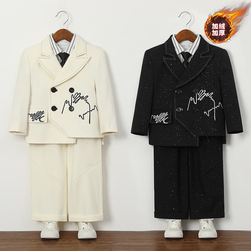 Boys' Suit Set for One-Year-Old Flower Boy Wedding Attire, Boys' Host Piano Speech Shiny Performance Outfit Children's Suit