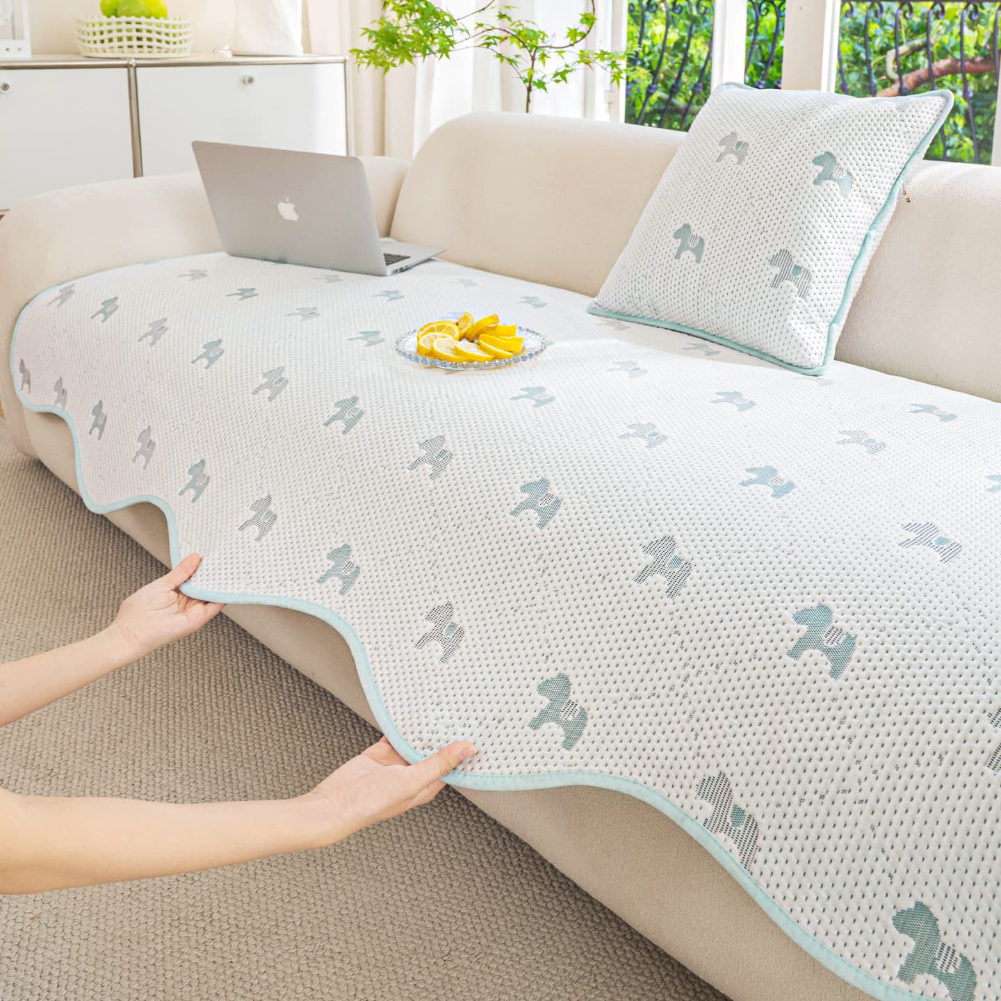 2026 New Model Cool Bean Bag Sofa Cushion Summer Cooling Irregular Shape High-End Cover Cloth Fixed Non-Slip Sofa Mat Cushion