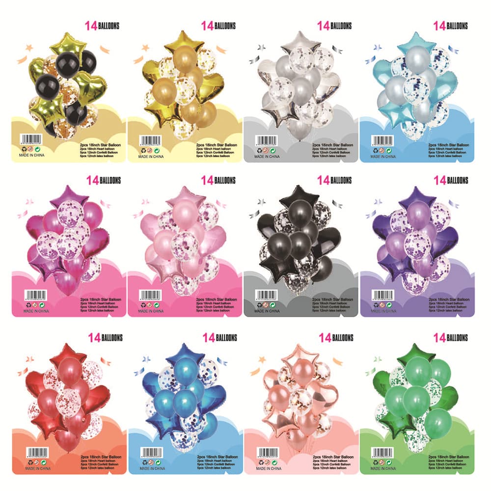 Cross-border 14pcs 18-inch Aluminum Foil Glitter Rose Gold Balloon Set for Baby Party Decoration Holiday Setup