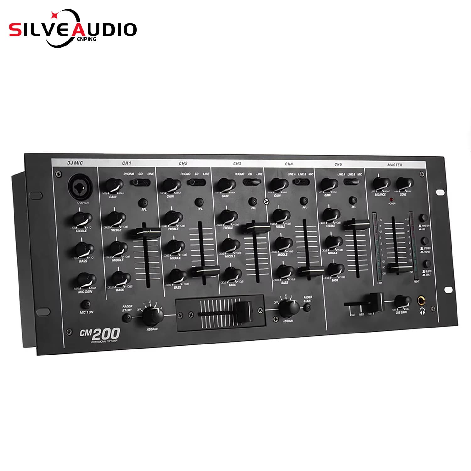 Professional 5-Channel Rack DJ Mixer for KTV Stage, 5-Channel DJ Mixer Console
