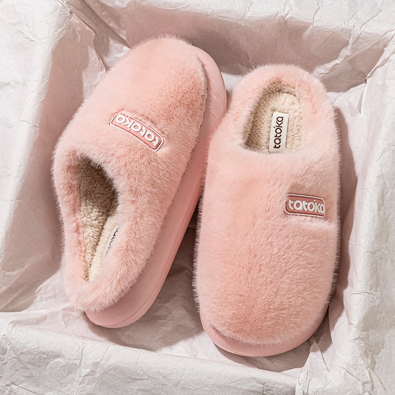 Cotton Slippers for Women Autumn/Winter 2025 New Home Indoor Anti-Slip Korean Style Simple Warm Plush Latex Cotton Slippers