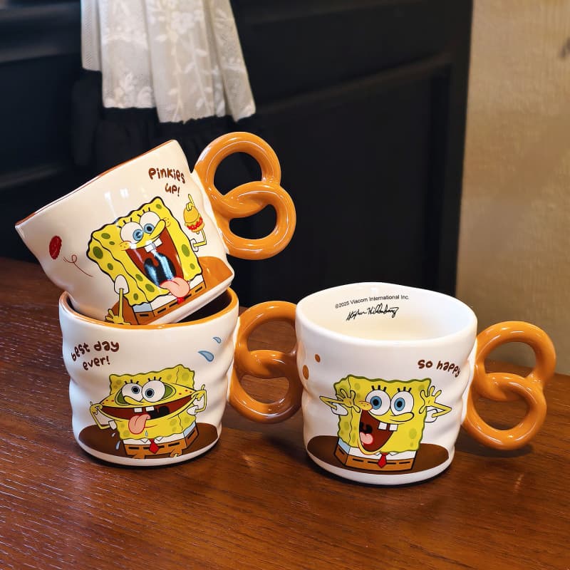 Official SpongeBob Ceramic Mug, 2025 New High-Fashion Design, Office Coffee Cup for Work