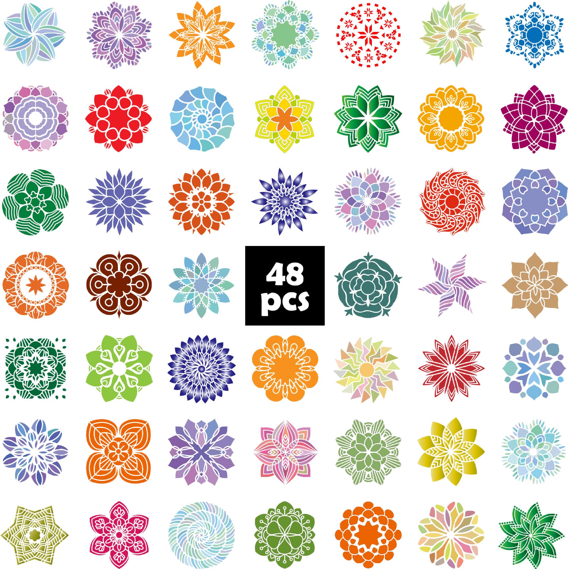 Cross-border New DIY Creative Kids Plastic Hollow Drawing Template Mandala Auxiliary Drawing Template 48pcs