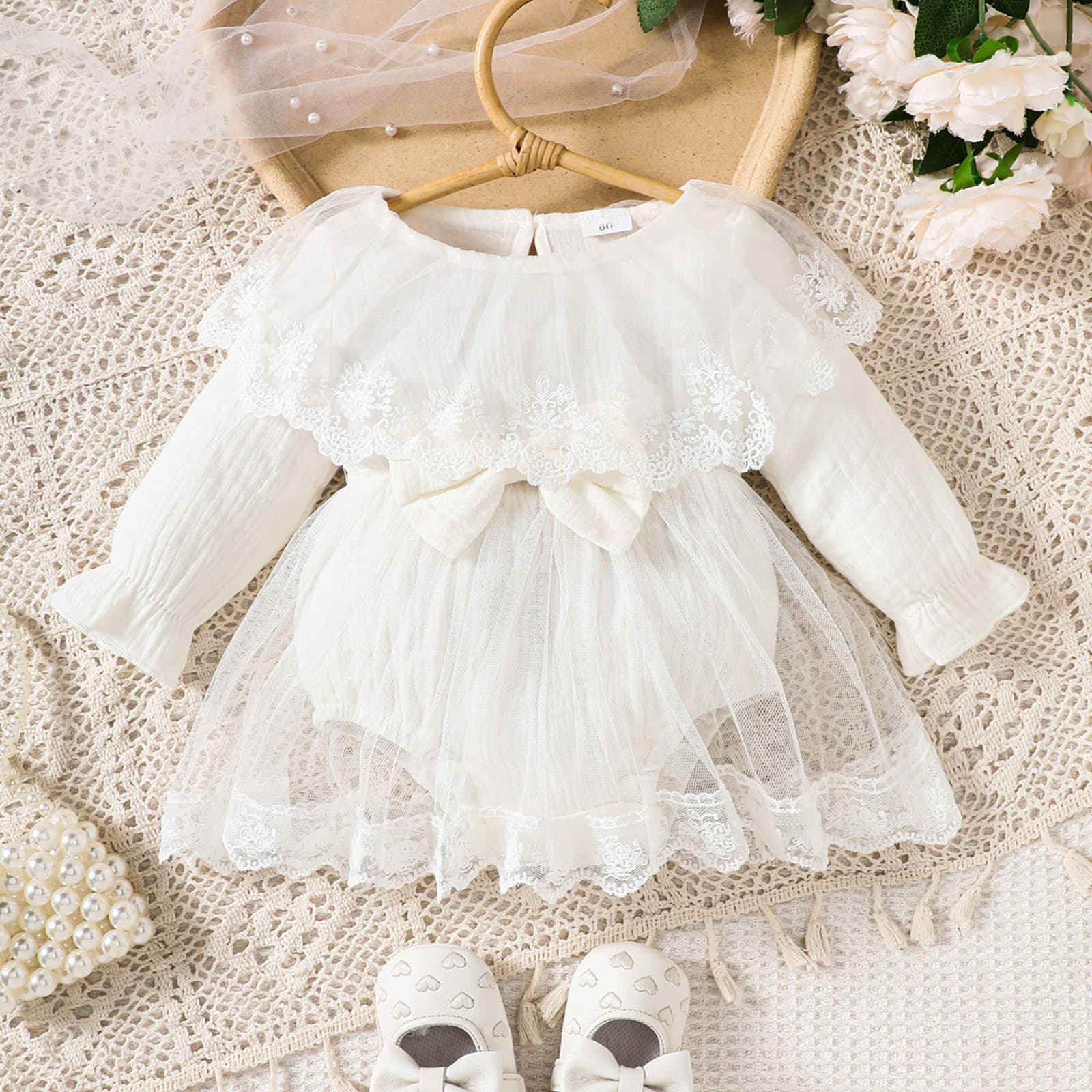 Baby Girl Long Sleeve Lace Trim Bodysuit Princess Style Romper Factory Source Baby Onesie