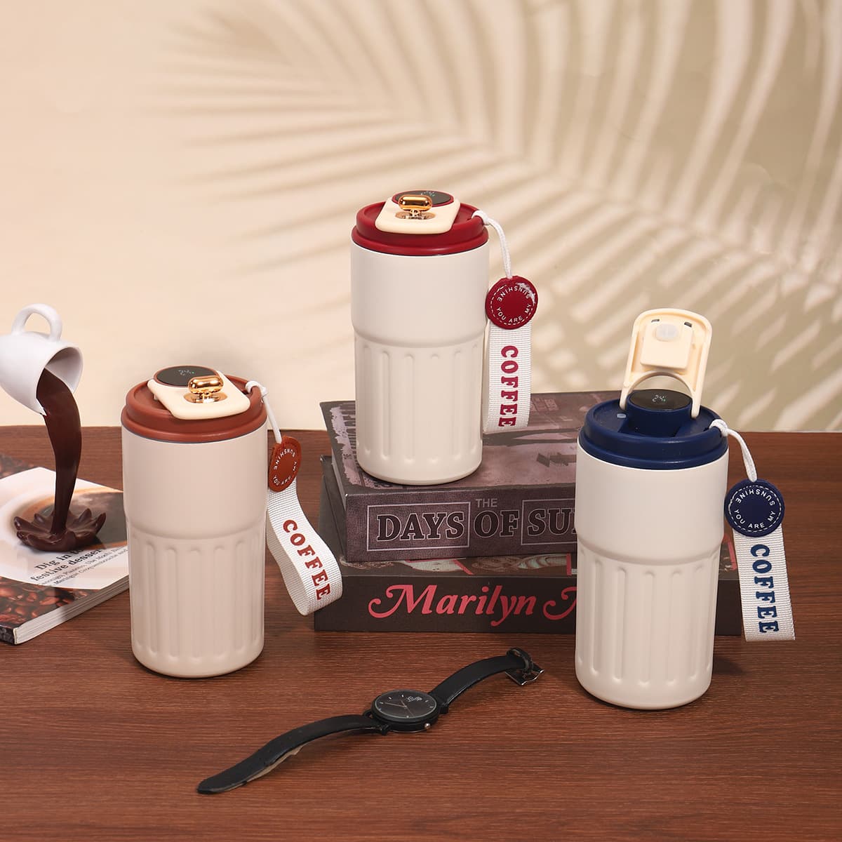 Simple and Stylish Smart Temperature Display Coffee Cup, 316 Stainless Steel Vacuum Insulated Mug, Office Portable Direct Drink Cup, Wholesale