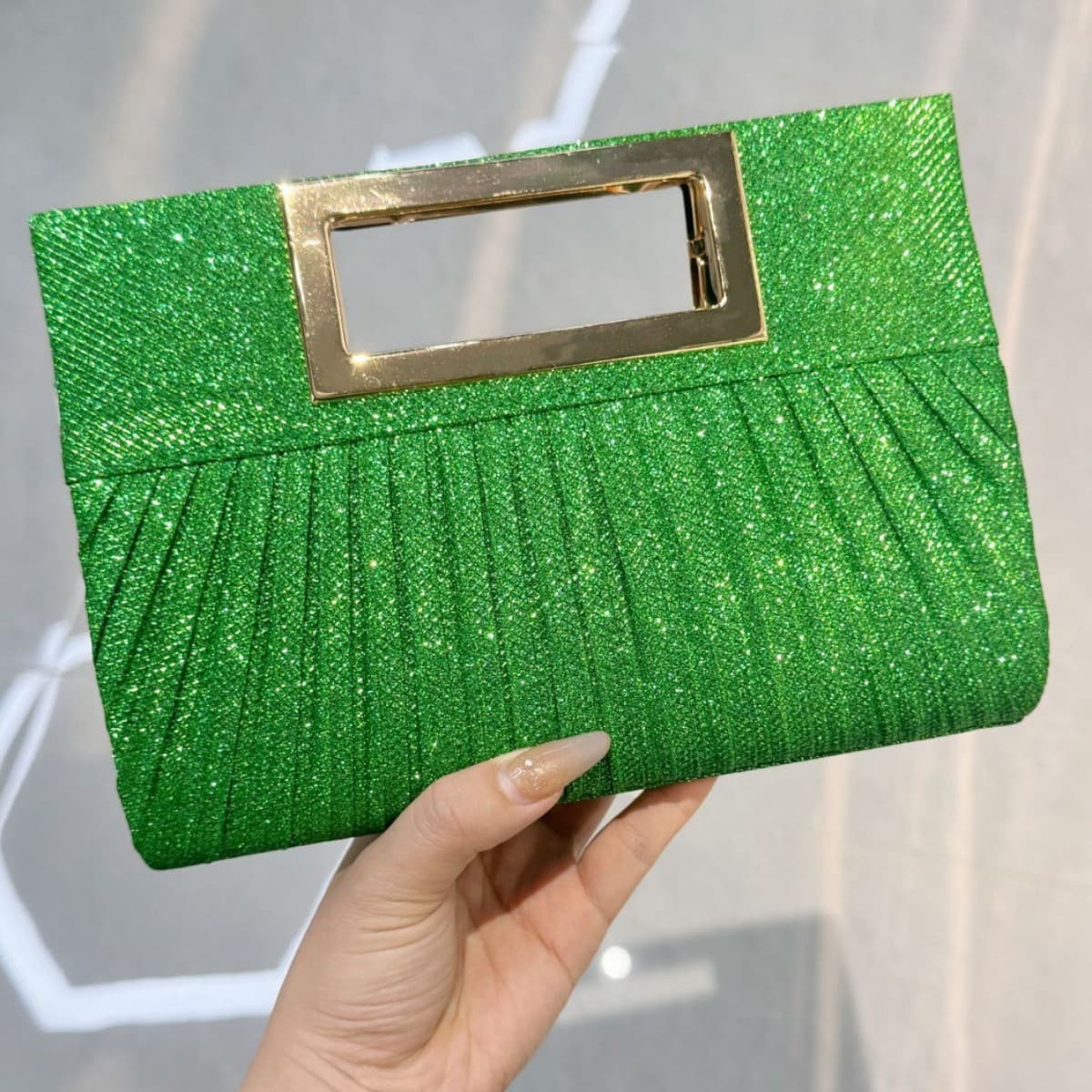 Fashionable Folded Ladies Evening Bag Formal Dance Party Handbag Chain Crossbody Bag Elegant Clutch for Women Polyester Fiber