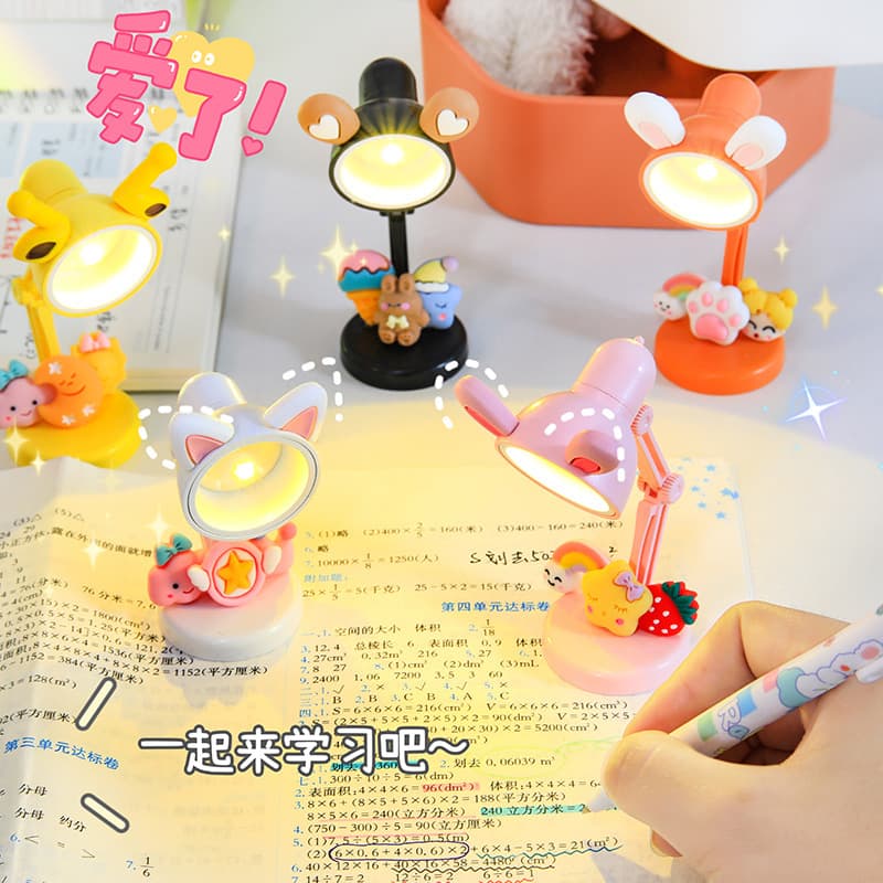 Creative Cute Girly Mini Table Lamp Eye-protecting LED Night Light Desktop Decor Girls' Dormitory Reading Lamp