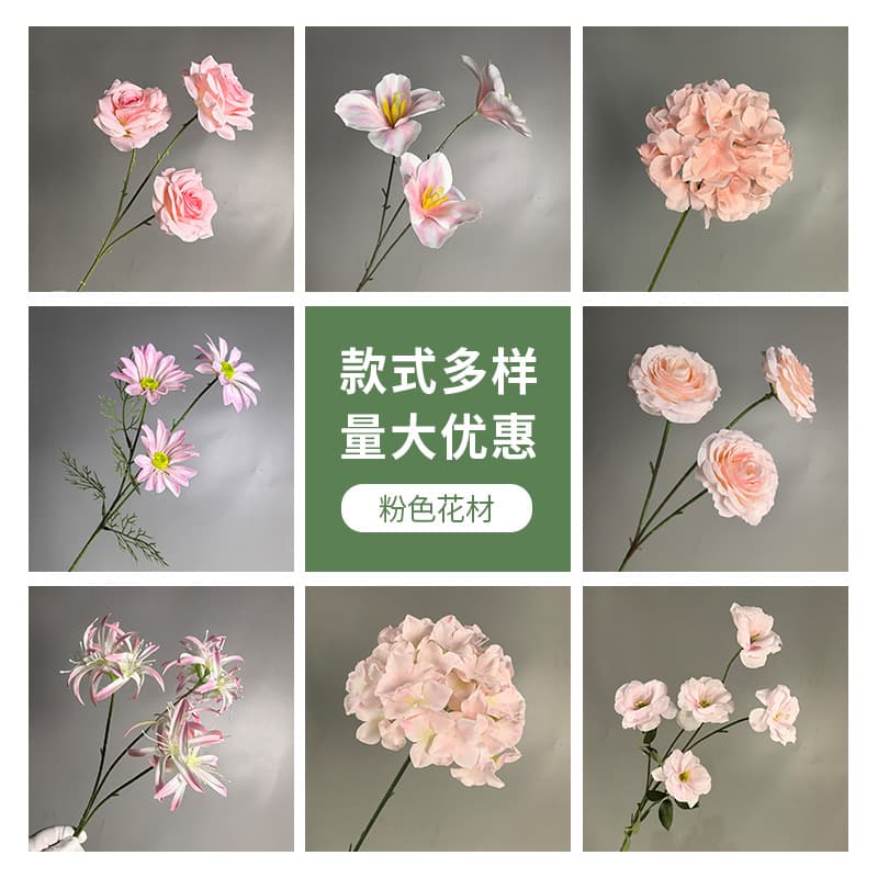 Pink Wedding Artificial Flowers Fake Bouquet Wedding Scene Decoration Ceiling Floral Arrangement Road Guide Insert Flower Decoration