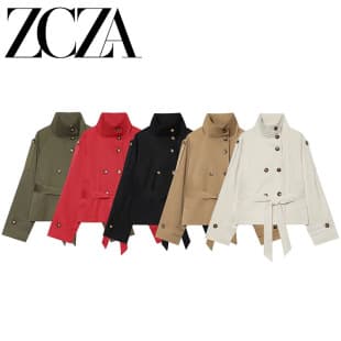 ZCZA Self-made European & American Style New Women's Fashion Versatile Double-Breasted Belted Trench Coat for Women 6620085