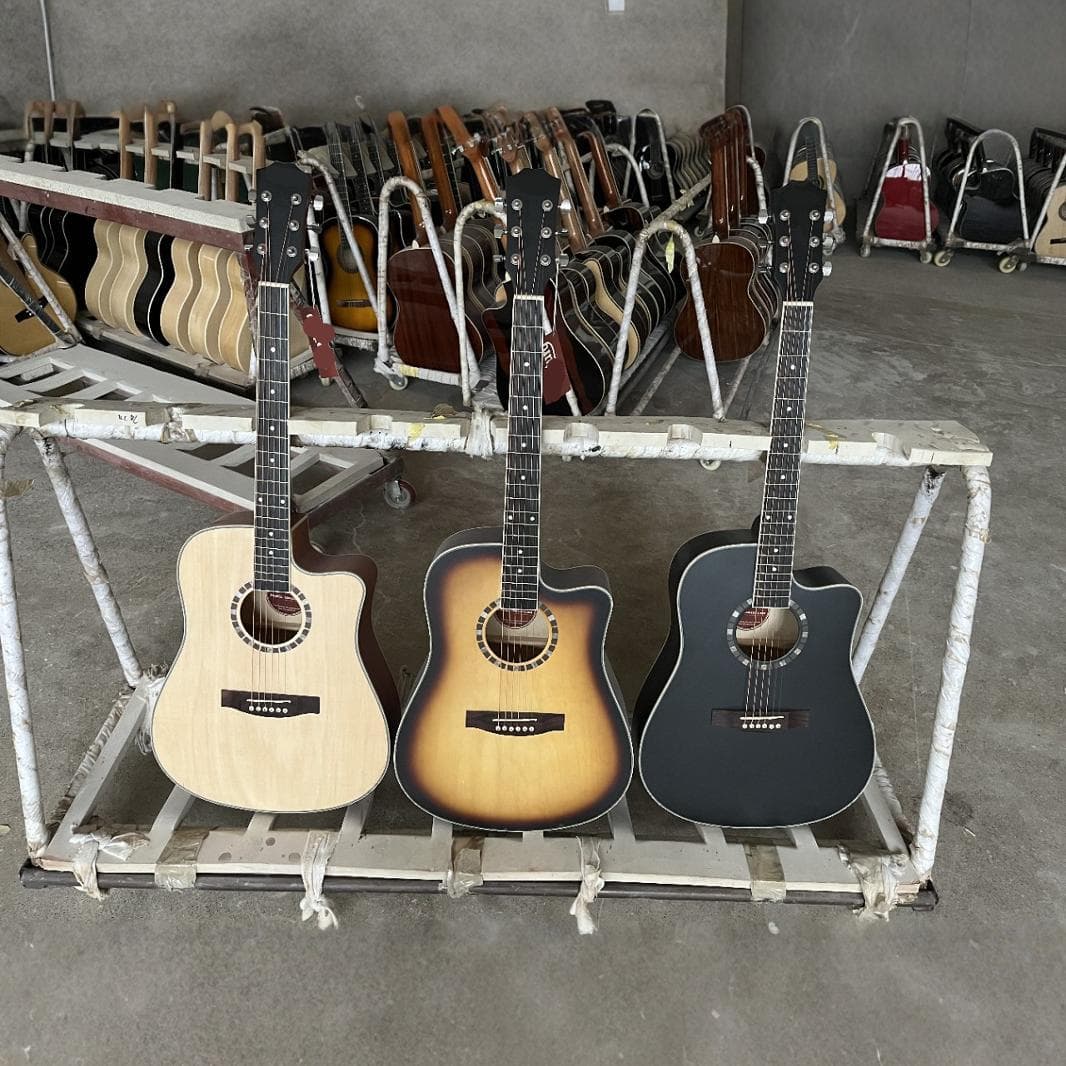 Cross-Border Manufacturer 41inch Entry-Level Acoustic Guitar with Missing Corner Design for Beginners to Practice, Wooden Guitar