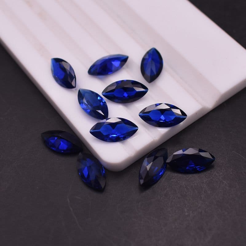 113 # Blue Spinel Marquise-Shaped Loose Gemstone, Synthetic Spinel Sapphire, Micro-Inlaid Wax-Set Stone, Artificial Gemstone