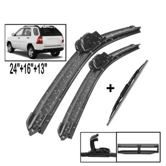 3-Piece Windshield Wiper Blades for KIA Sportage JE-KM 2005-2010 Front and Rear